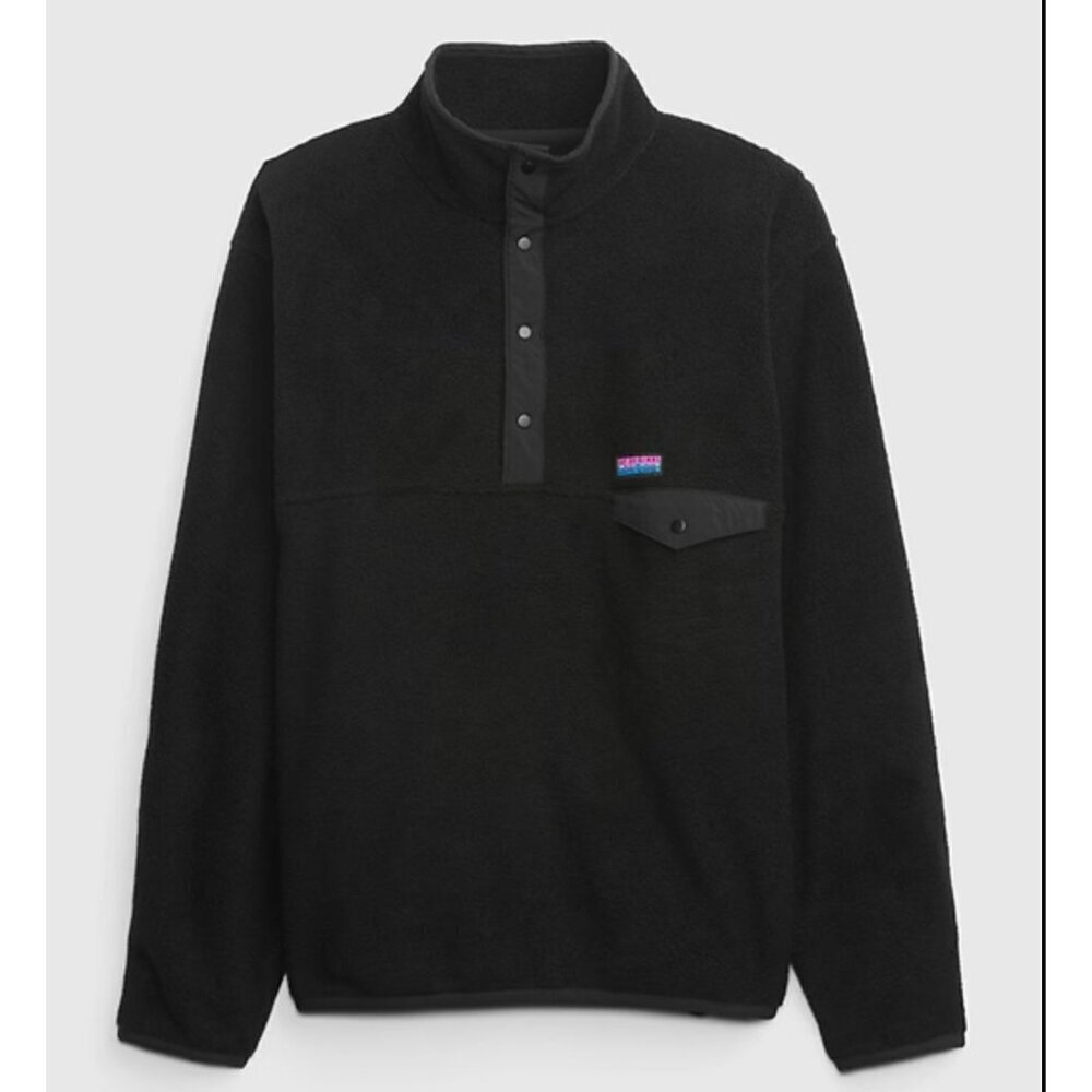 Gap Arctic Fleece Mockneck Pullover Black Men's Size XL